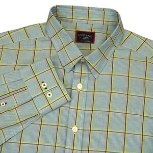 UNTUCKit Button Up Shirt Mens Large Blue Green Orange Plaid Wrinkle Free